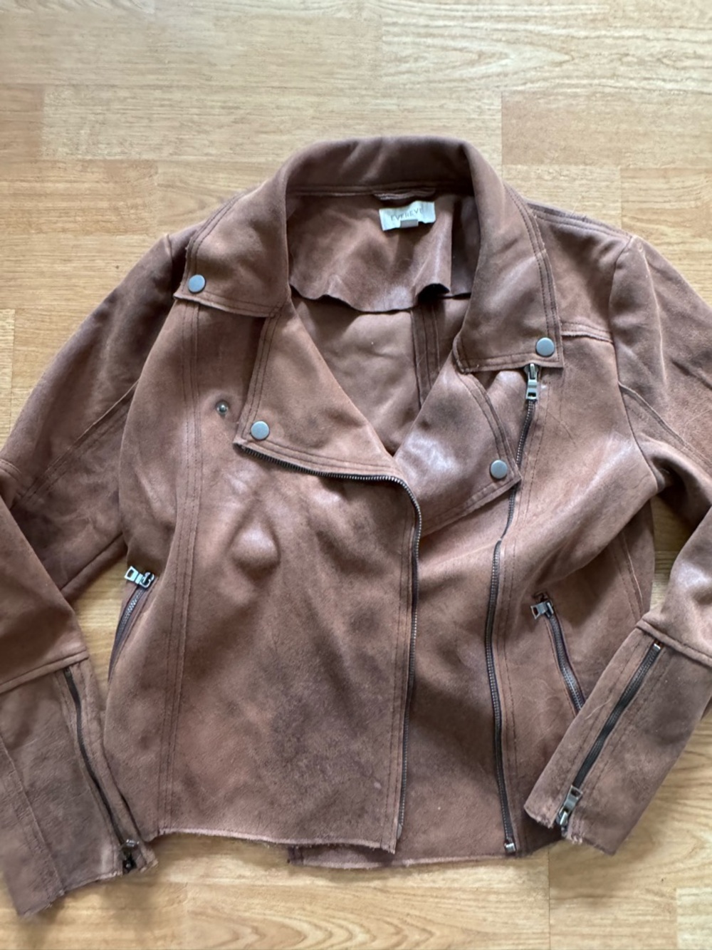 Evereve Brown faux Suede Moto Jacket